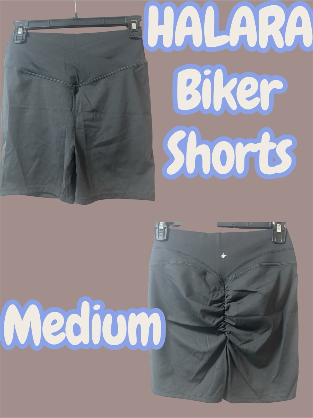 HALARA Black Biker Shorts with booty cinch medium nwot